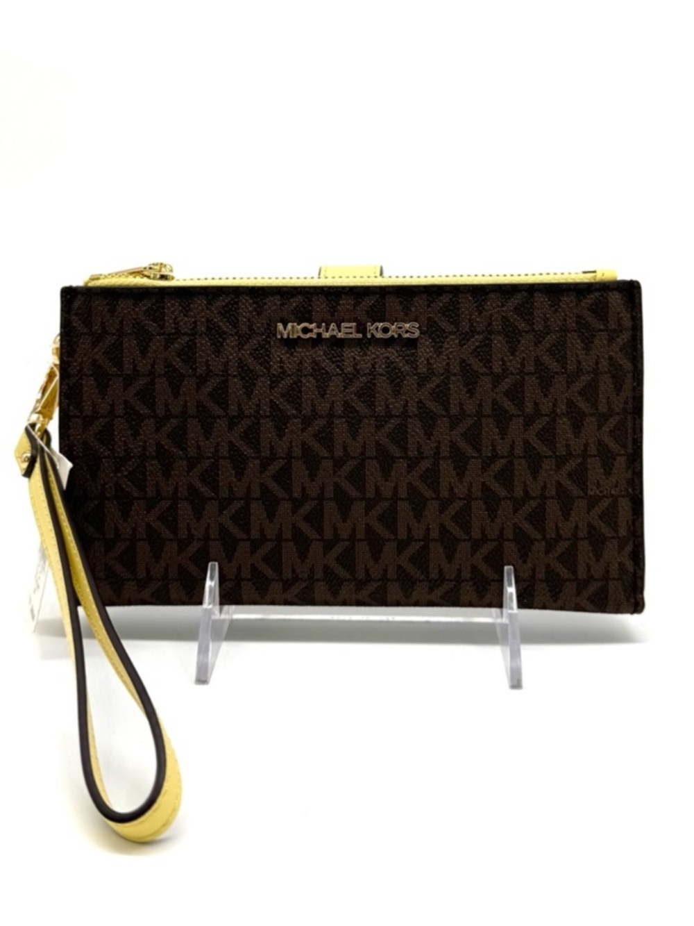 Michael Kors Large Jet Set Travel Logo Double Zip Wallet Buttercup